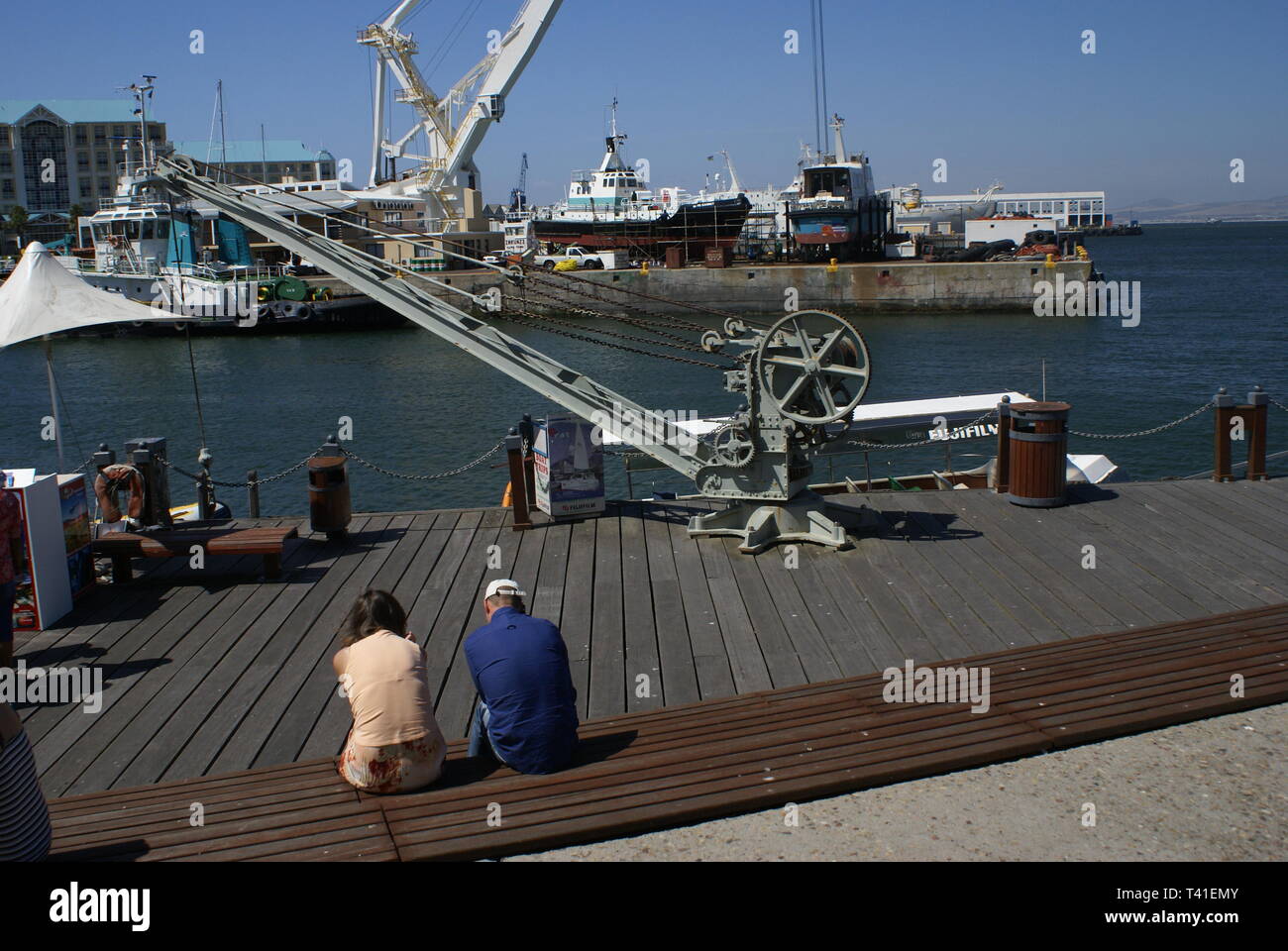 Old port crane on the waterfront Victoria Basin. Cape Town, South Africa. Stock Photo