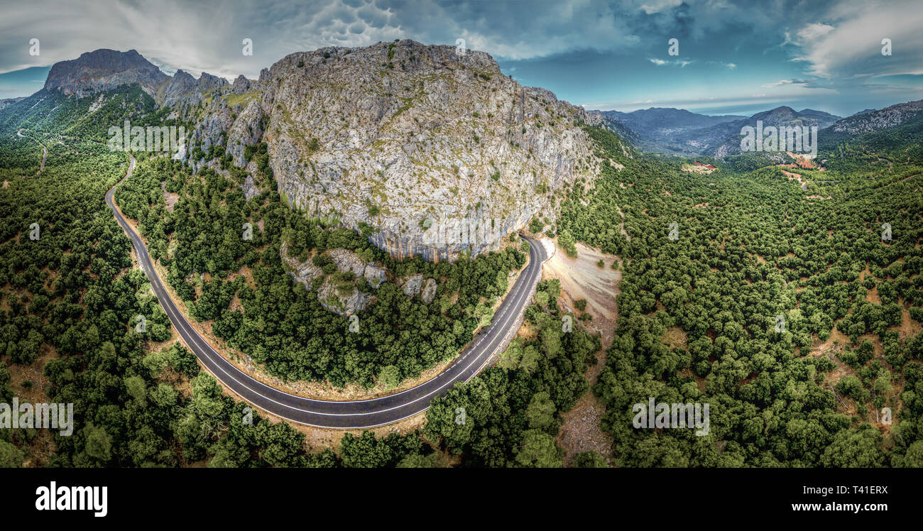 Aerial view of the mountains on Mallorca with famous Serpentine Stock Photo