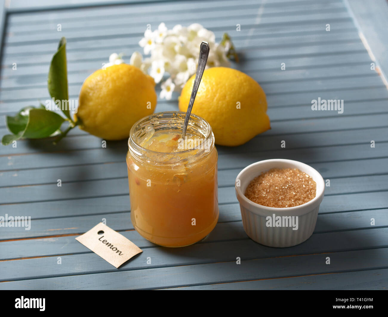 Download Lemon Jam In The Glass Jar With Fruit Around Closeup Stock Photo Alamy Yellowimages Mockups
