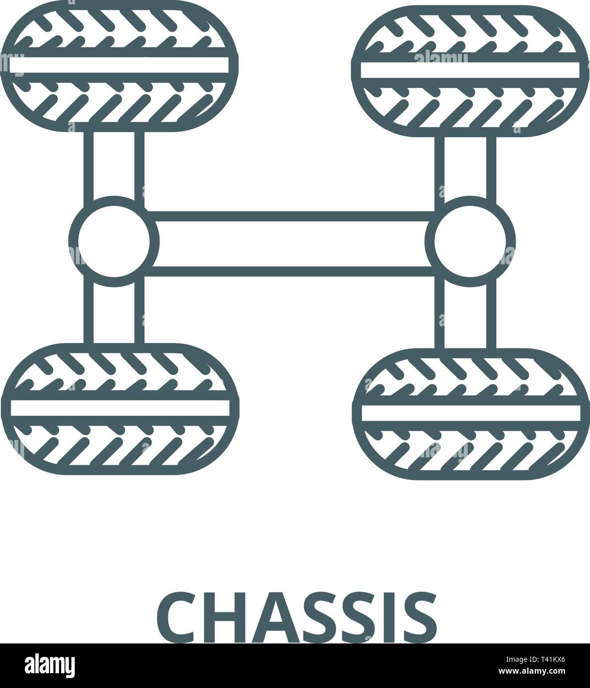 Chassis, four wheels line icon, vector. Chassis, four wheels outline