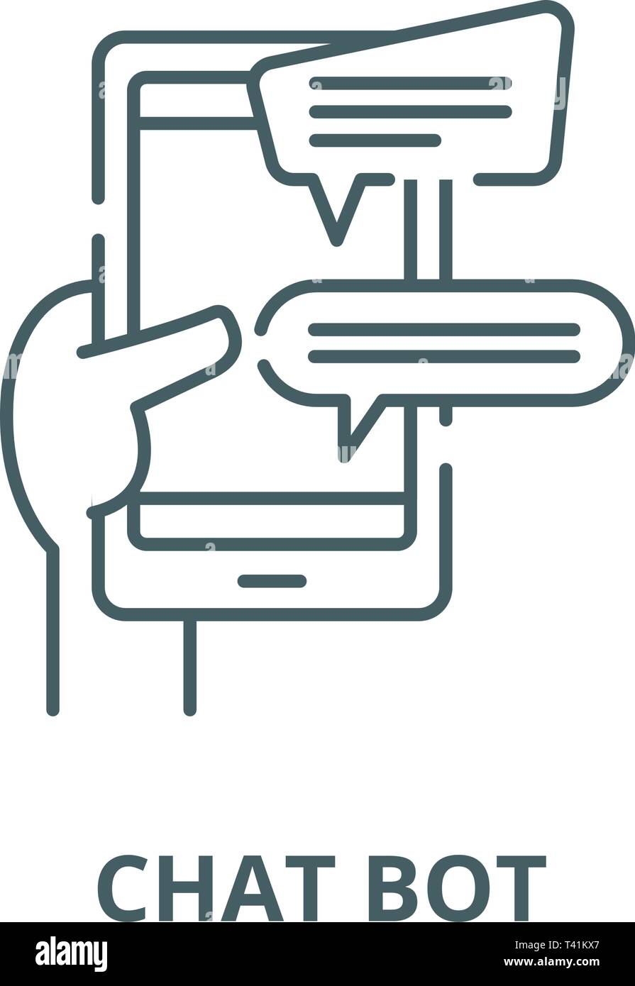 Chat bot line icon, vector. Chat bot outline sign, concept symbol, flat ...