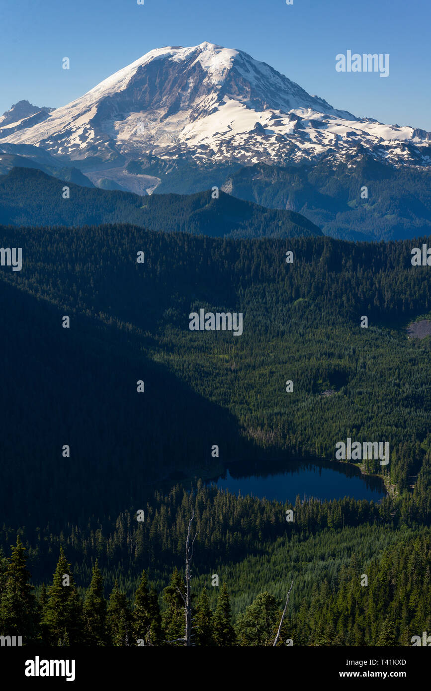 Mountain Portrait of Mt Rainier Volcano Stock Photo - Alamy