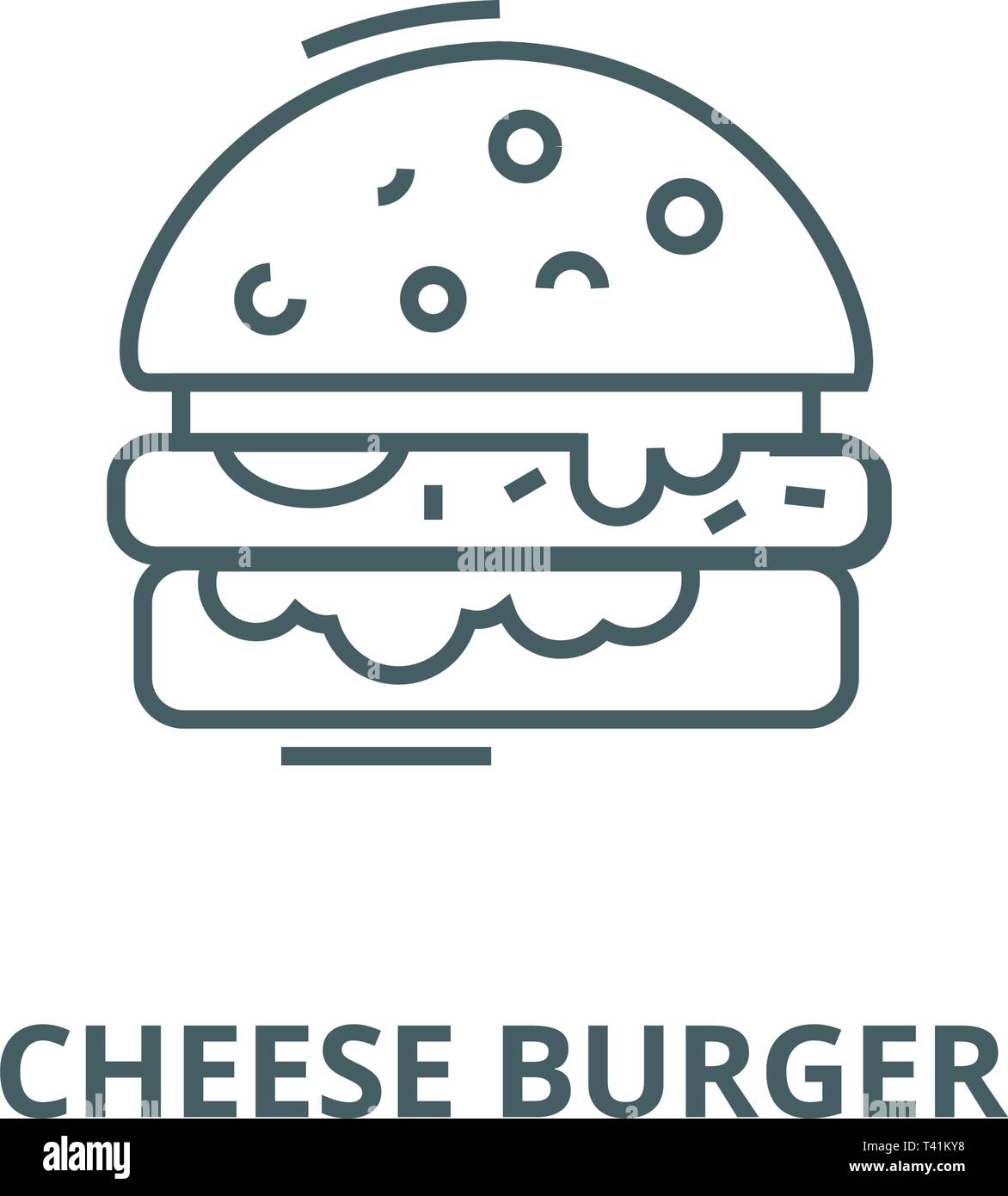 Cheese burger line icon, vector. Cheese burger outline sign, concept  symbol, flat illustration Stock Vector Image & Art - Alamy