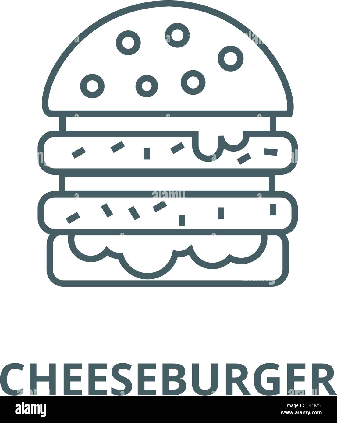 Cheeseburger line icon, vector. Cheeseburger outline sign, concept