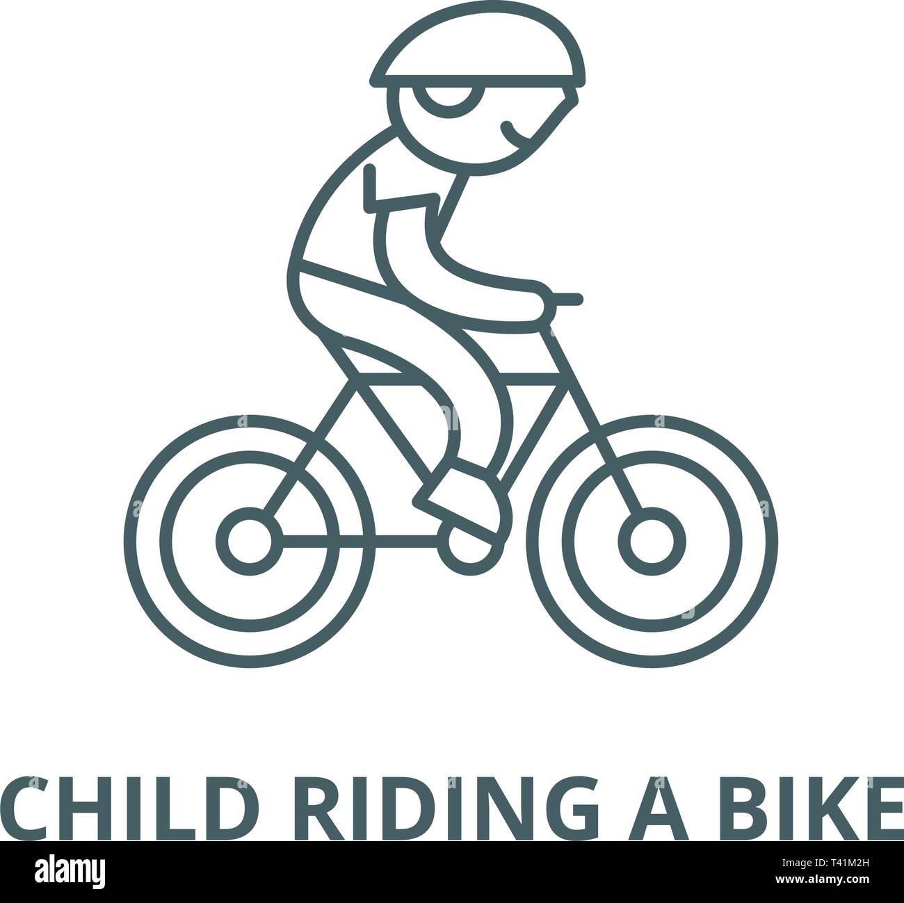 Child riding a bike line icon, vector. Child riding a bike outline sign,  concept symbol, flat illustration Stock Vector Image & Art - Alamy