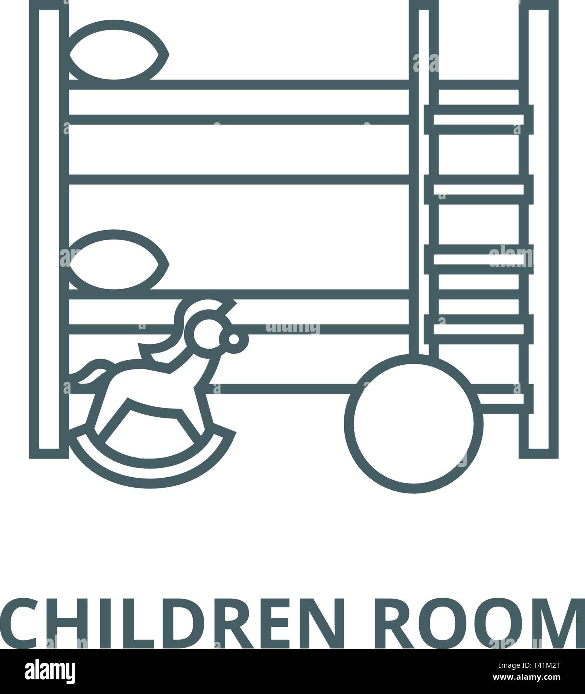 Children room line icon, vector. Children room outline sign, concept ...