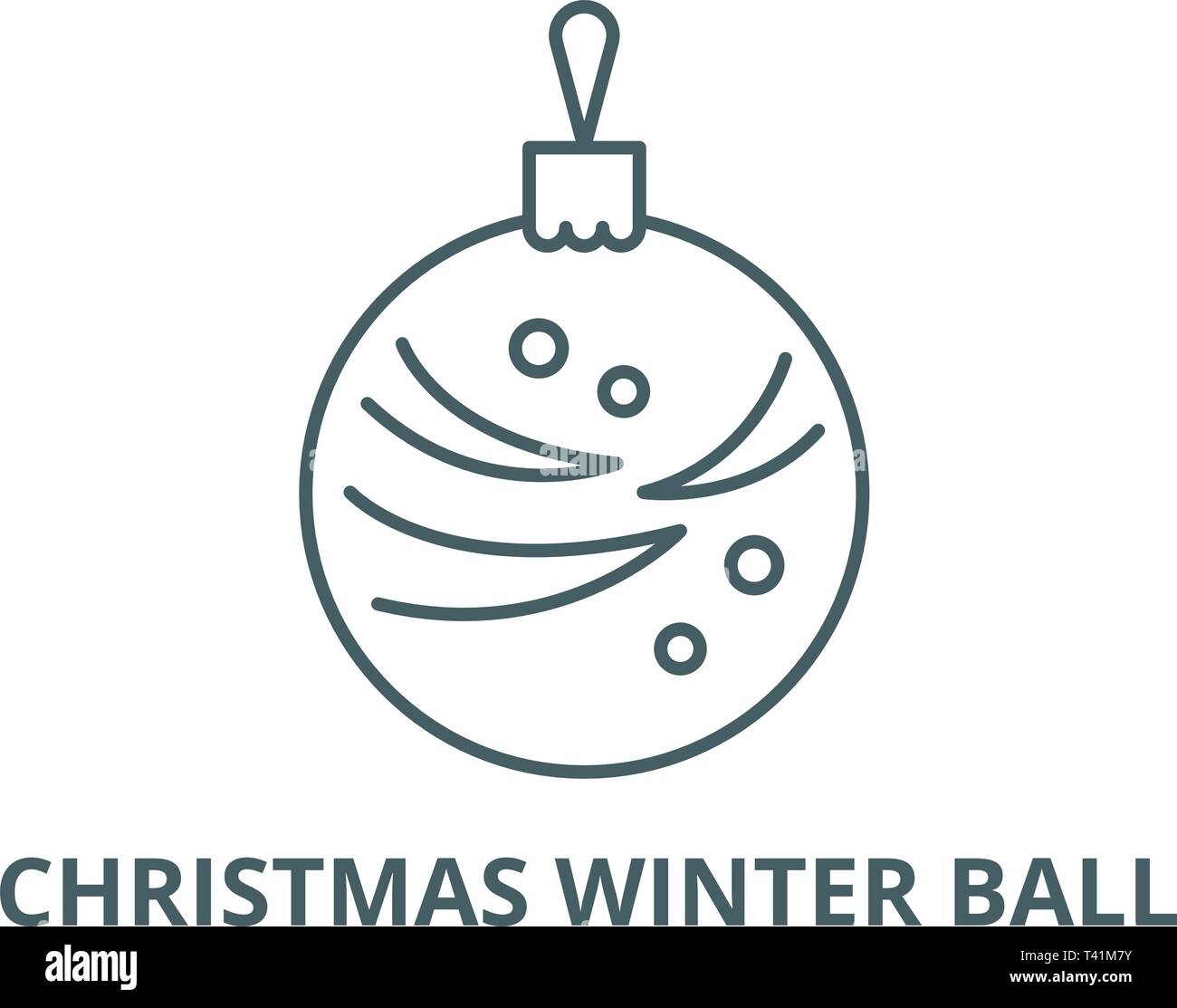Christmas winter ball line icon, vector. Christmas winter ball outline ...