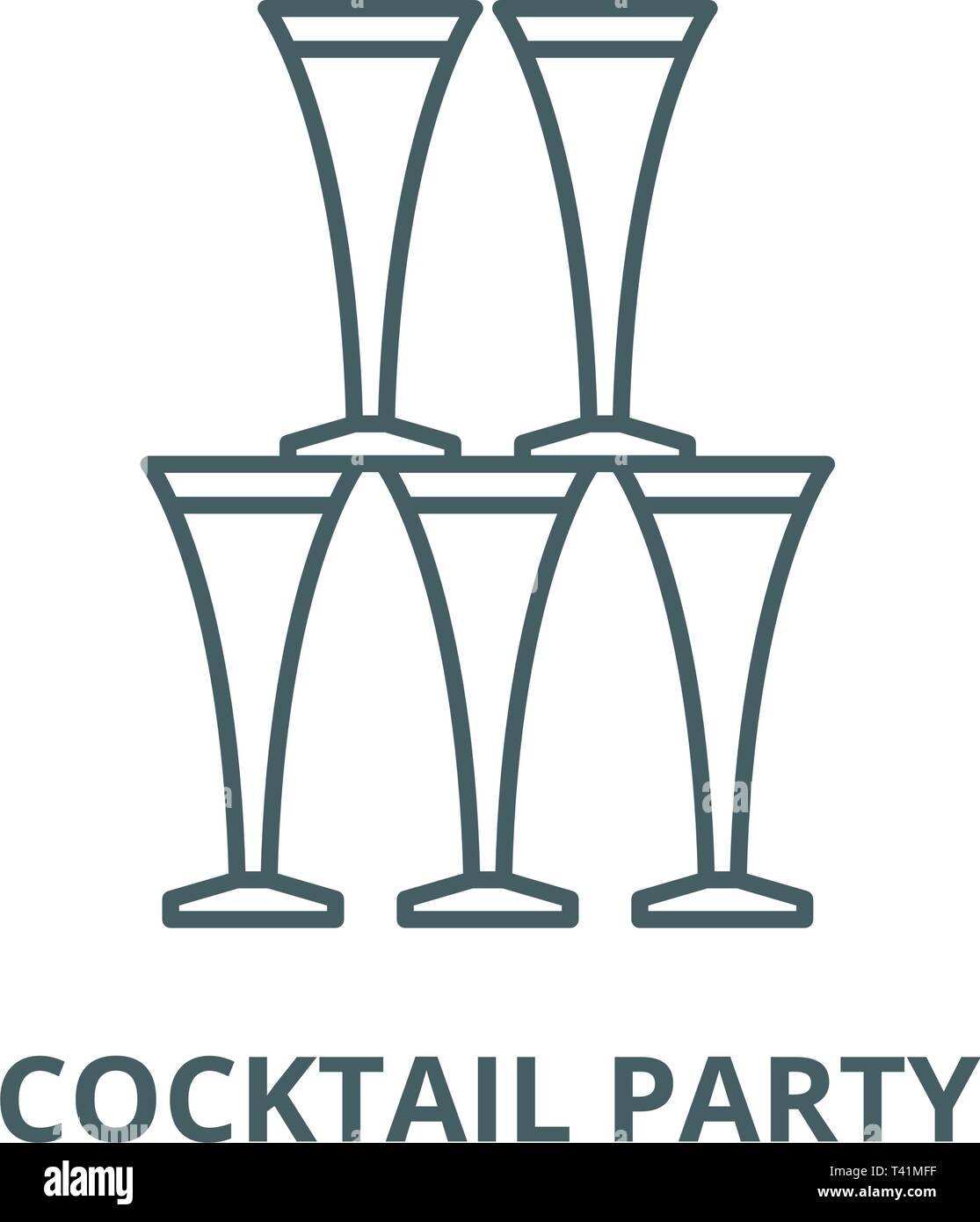 Cocktail party line icon, vector. Cocktail party outline sign, concept