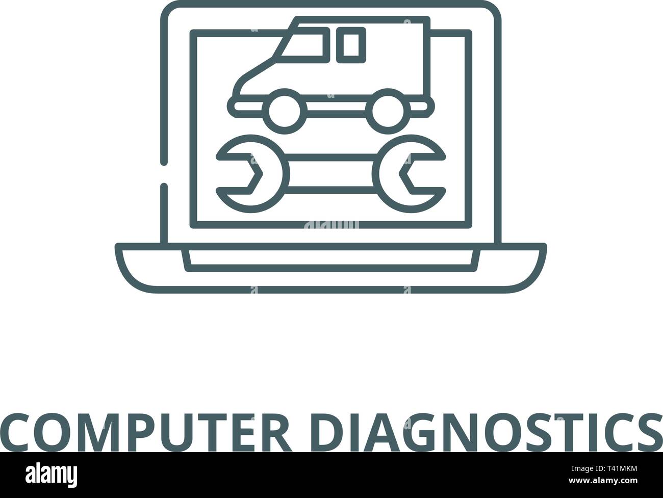Computer diagnostics line icon, vector. Computer diagnostics outline ...