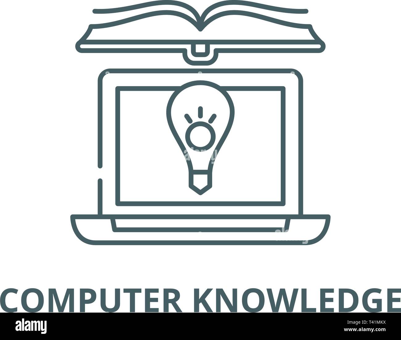 Computer knowledge line icon, vector. Computer knowledge outline sign ...
