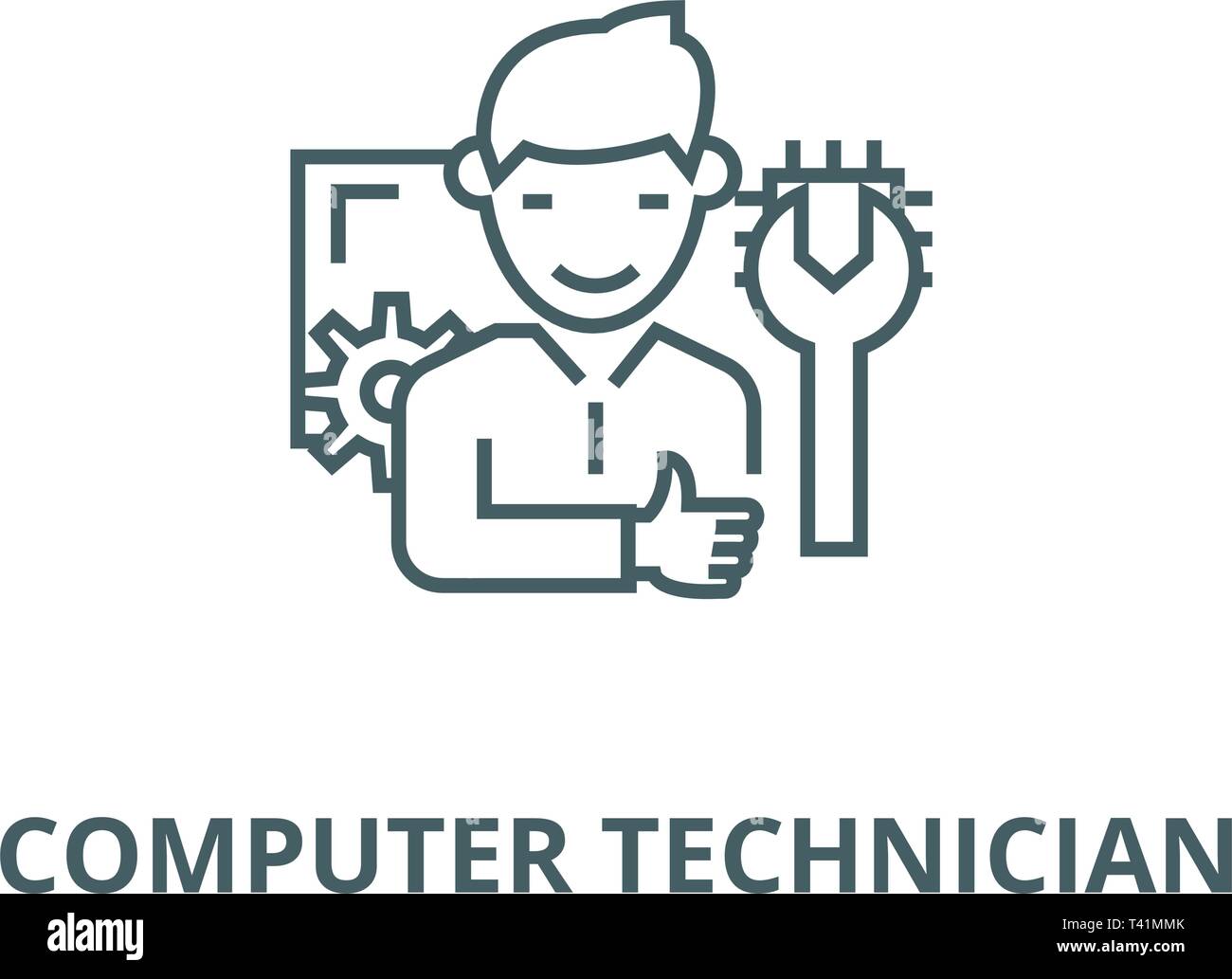 Computer Technician Line Icon Vector Computer Technician Outline
