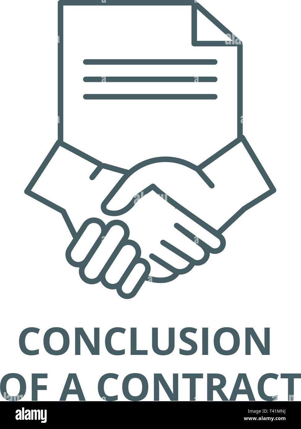 Conclusion of a contract line icon, vector. Conclusion of a contract outline sign, concept symbol, flat illustration Stock Vector