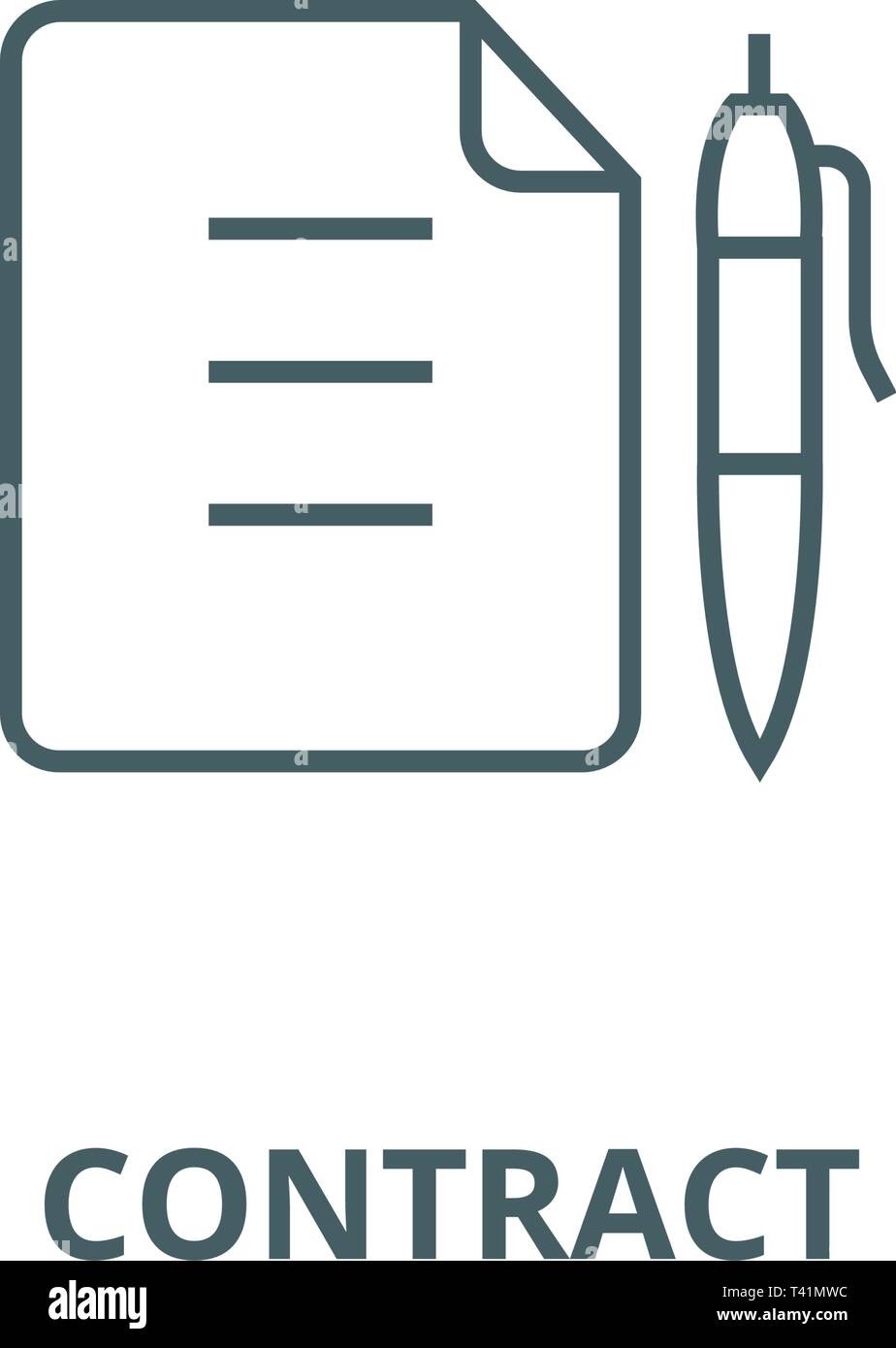 Contract,document file with pen line icon, vector. Contract,document ...