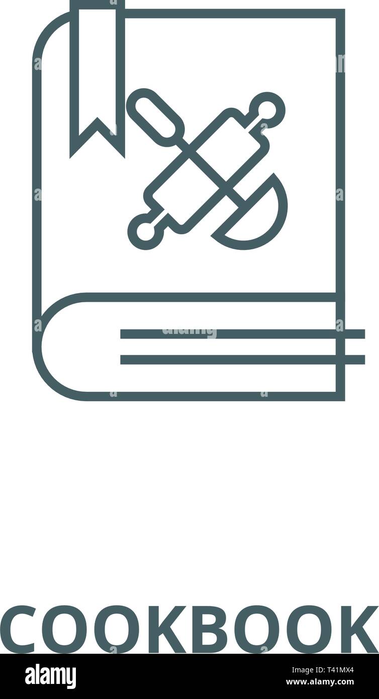 Cookbook, recipe book line icon, vector. Cookbook, recipe book outline