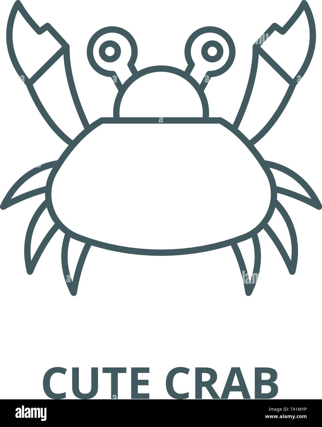 Cute crab line icon, vector. Cute crab outline sign, concept symbol, flat illustration Stock Vector