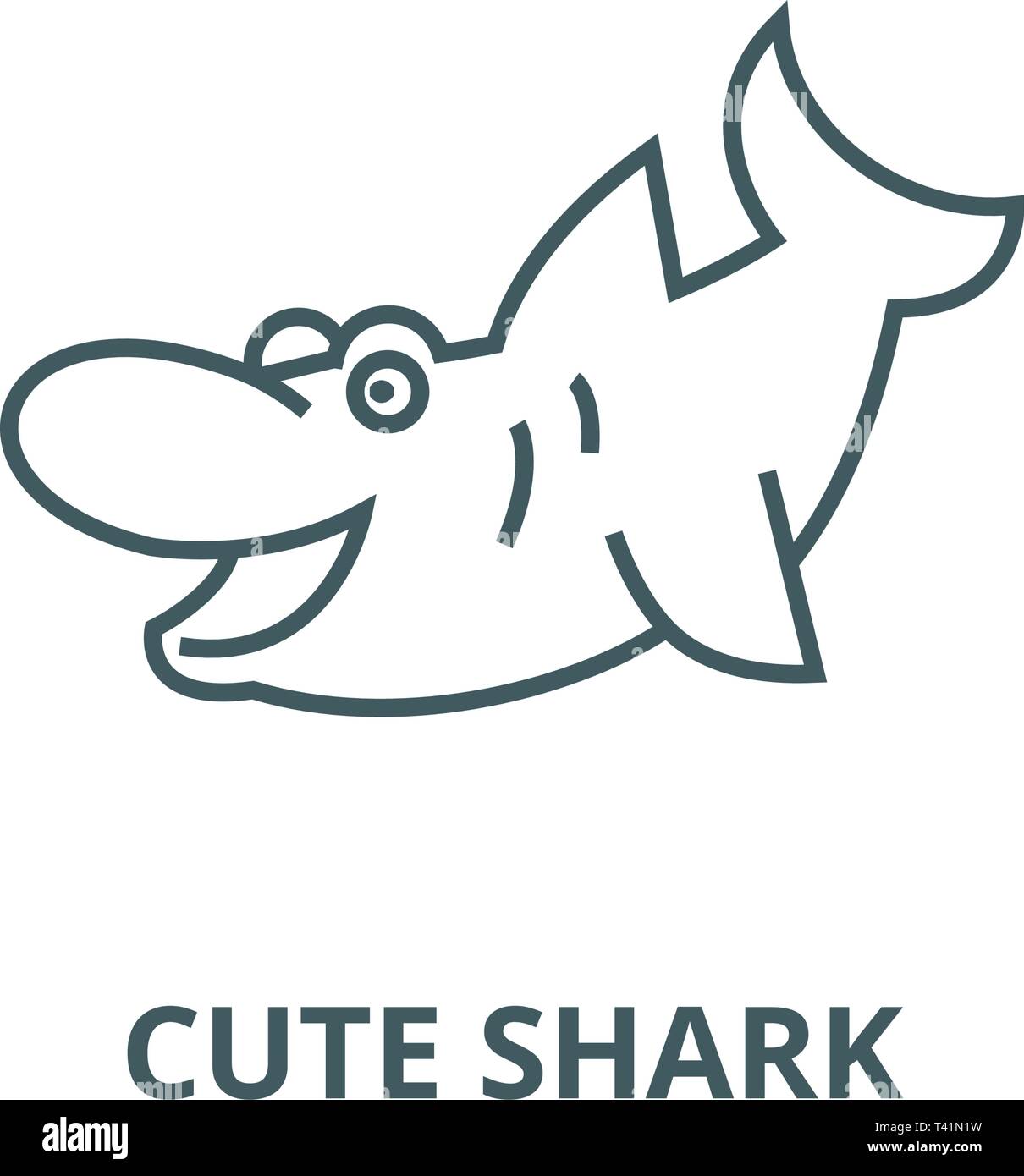Cute shark line icon, vector. Cute shark outline sign, concept symbol, flat  illustration Stock Vector Image & Art - Alamy