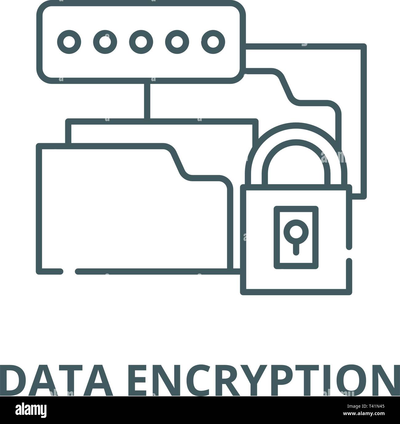 Data encryption line icon, vector. Data encryption outline sign ...