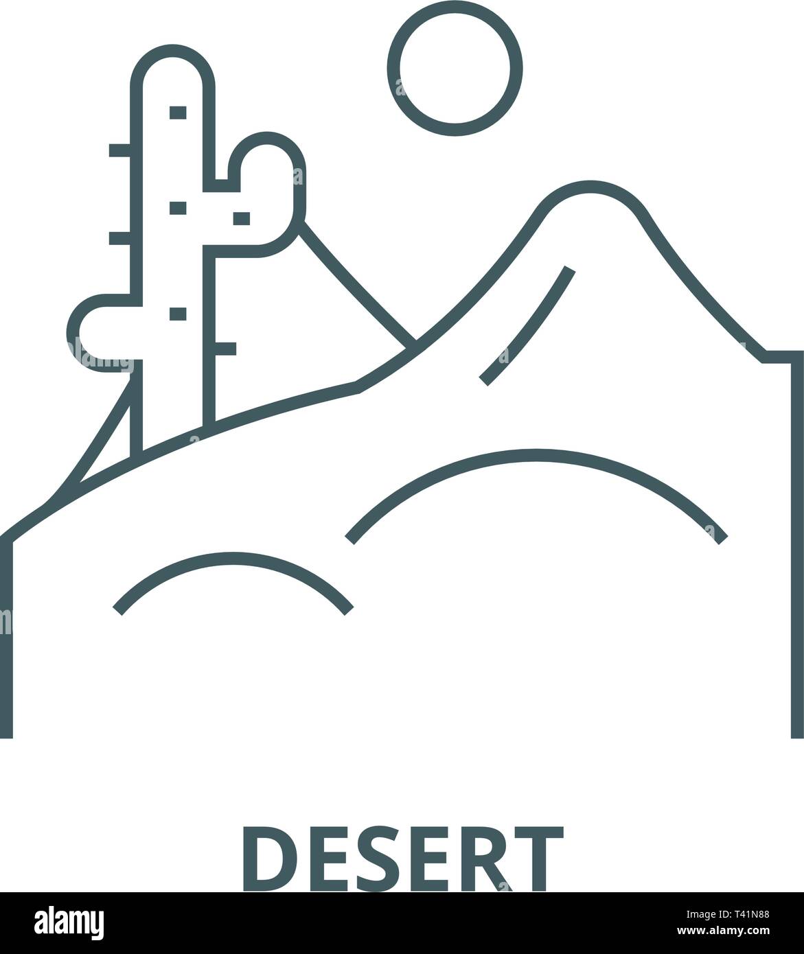 Desert line icon, vector. Desert outline sign, concept symbol, flat illustration Stock Vector