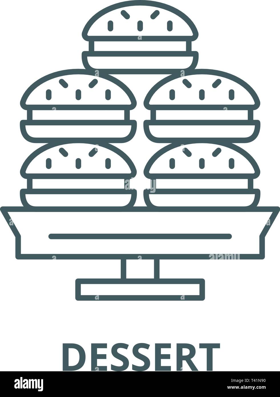 Dessert line icon, vector. Dessert outline sign, concept symbol, flat ...