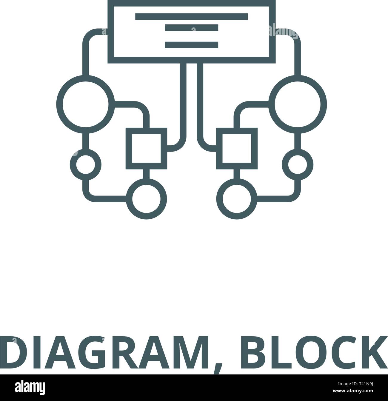 Diagram, block line icon, vector. Diagram, block outline sign, concept