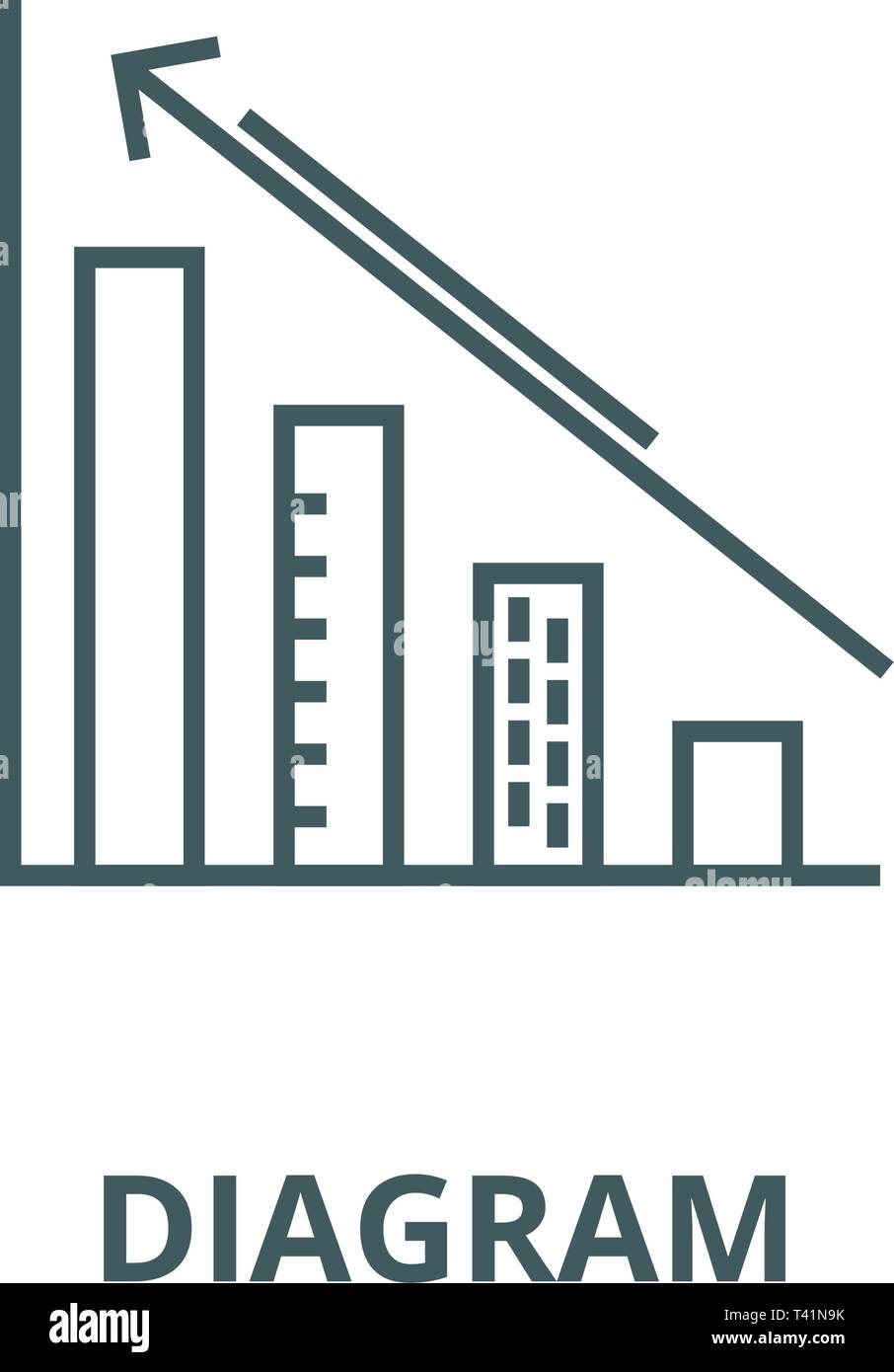 Diagram, down and up, charts line icon, vector. Diagram, down and up ...