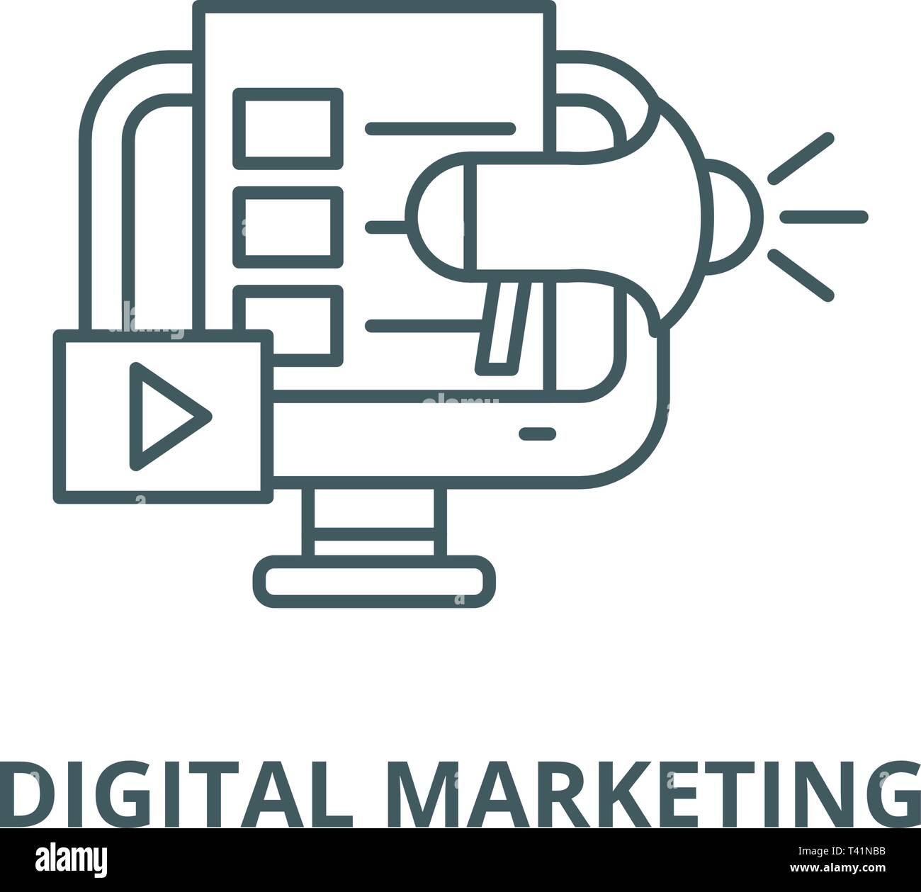 Digital marketing line icon, vector. Digital marketing outline sign