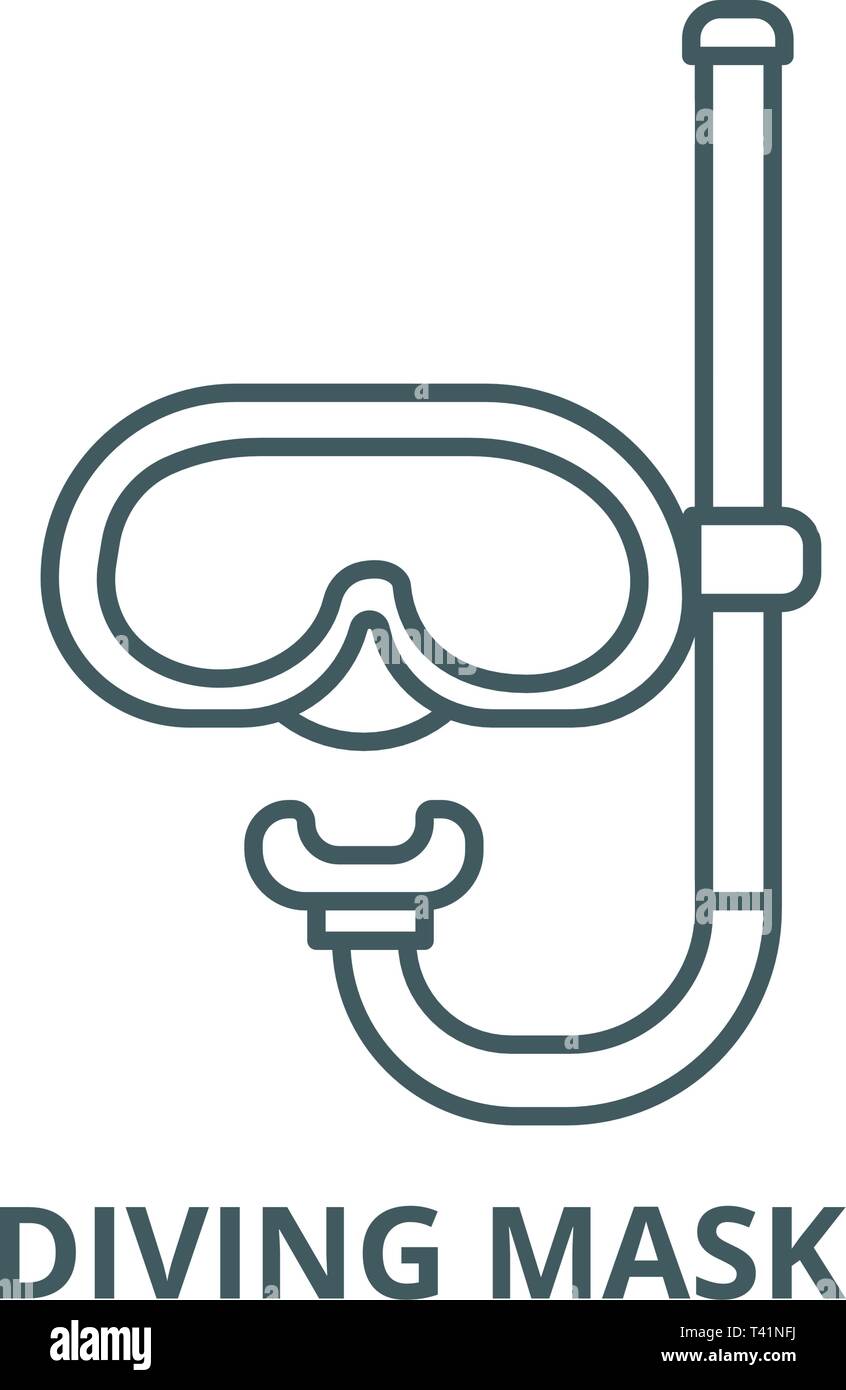 Diving mask line icon, vector. Diving mask outline sign, concept symbol ...