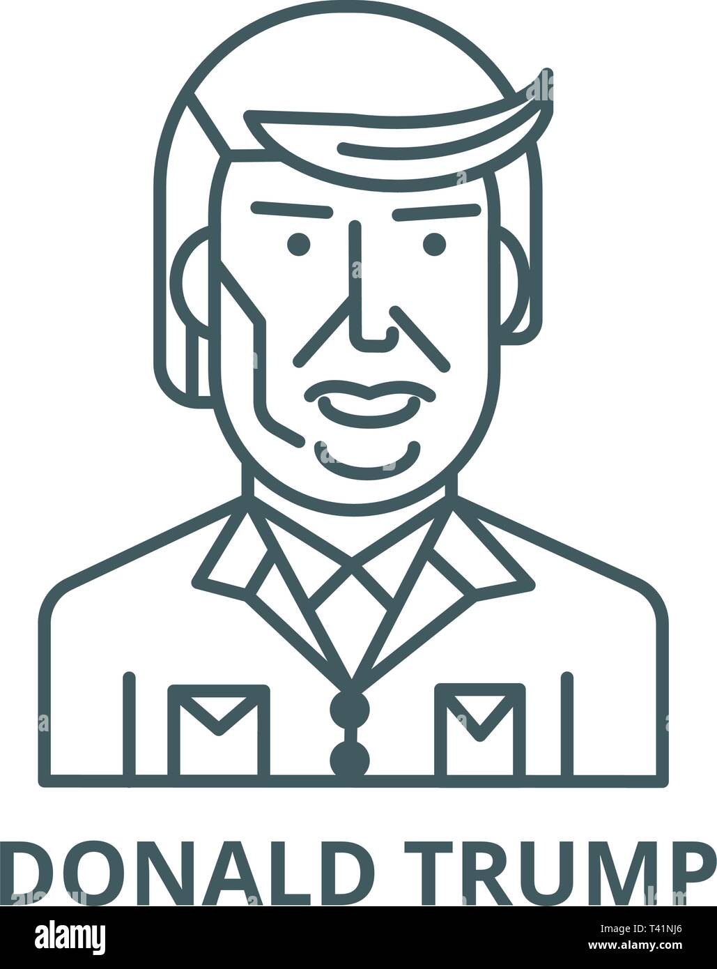 Donald trump line icon, vector. Donald trump outline sign, concept symbol, flat illustration Stock Vector