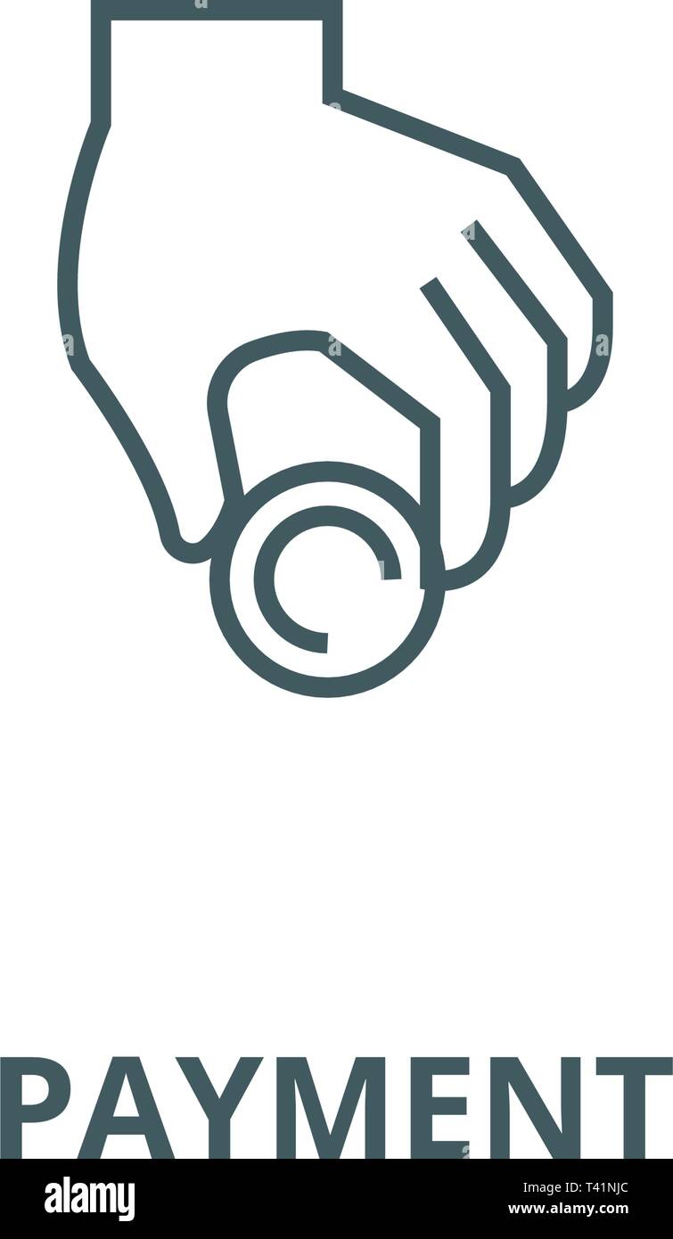Donation,hand with coin,payment line icon, vector. Donation,hand with ...