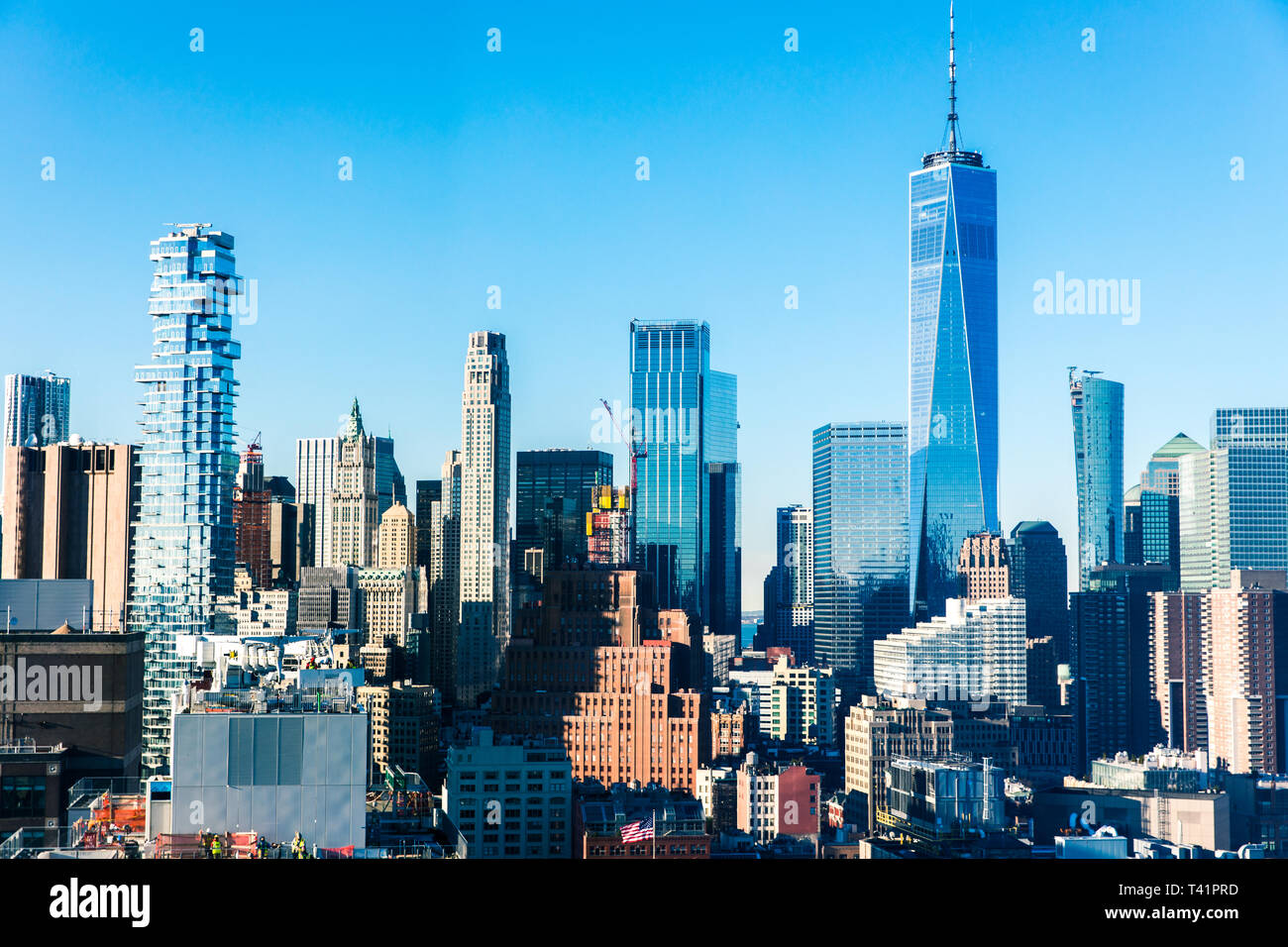 Clear view of the Manhattan Skyline in New York City Stock Photo - Alamy