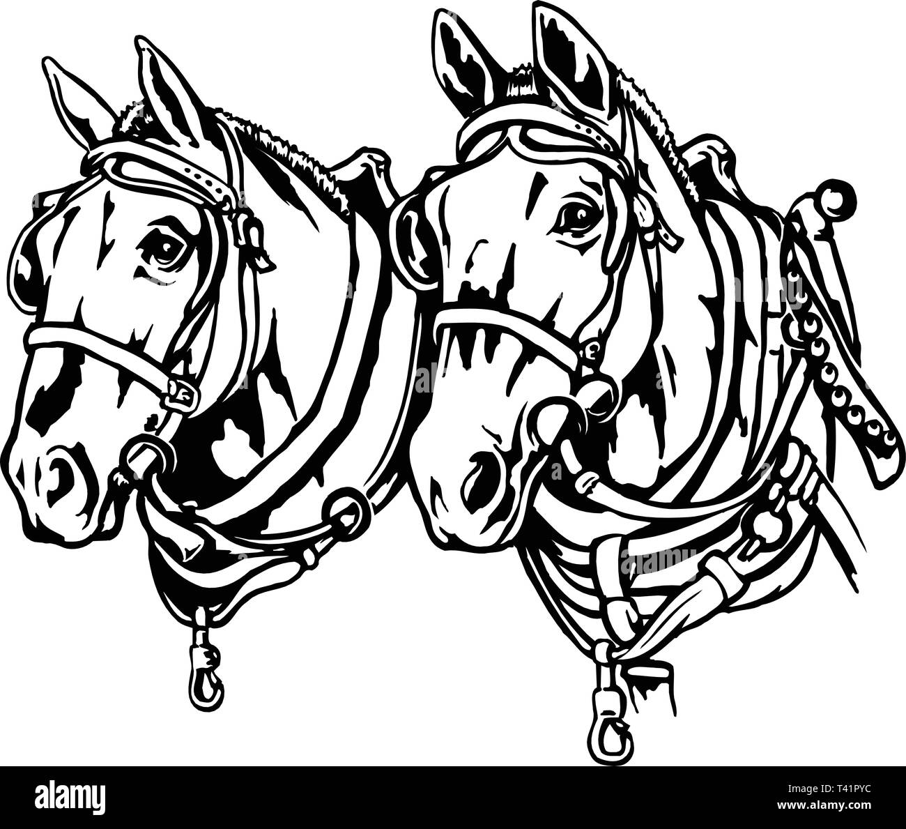 Draft Horses Vector Illustration Stock Vector Image & Art Alamy