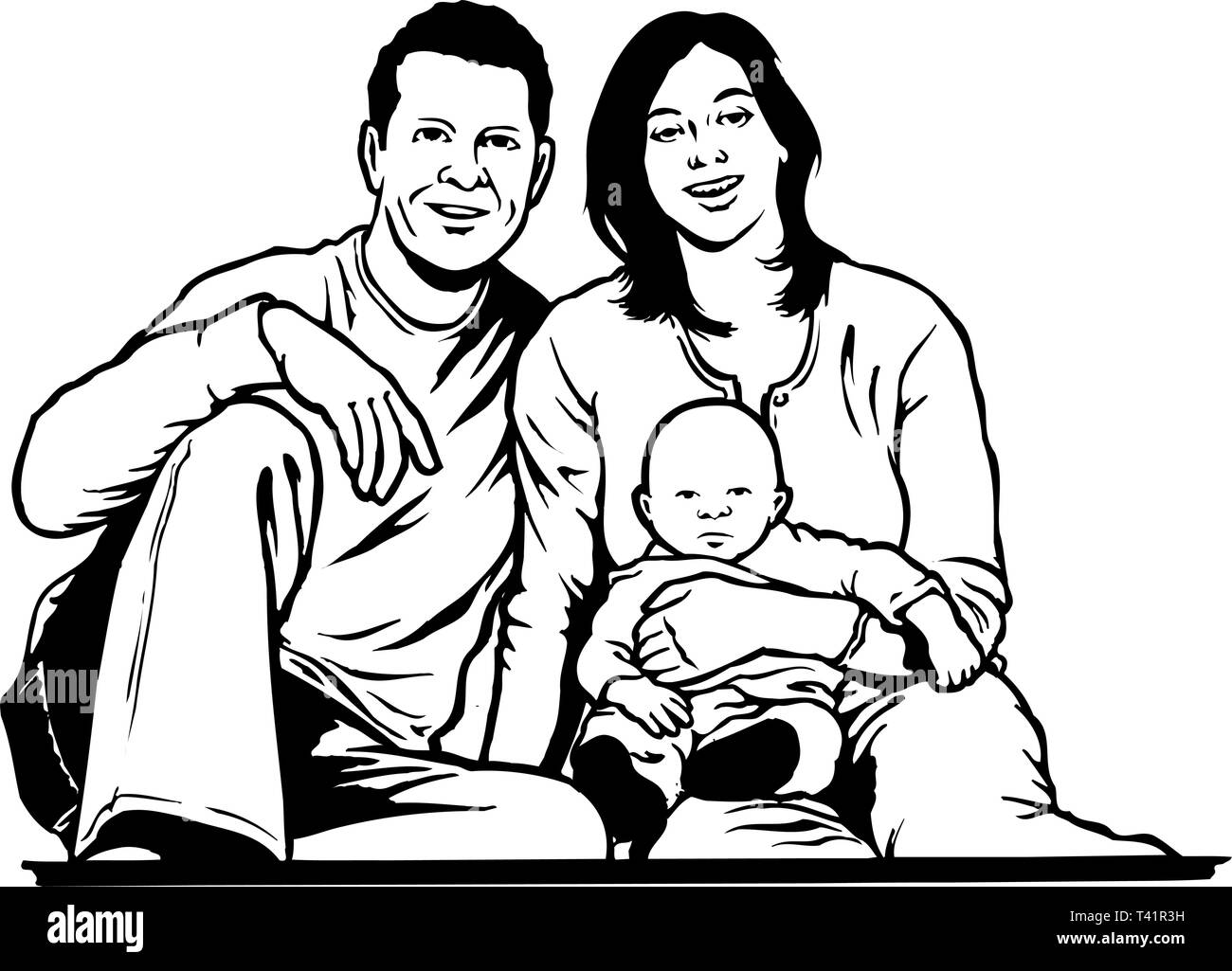 Couple with Infant Vector Illustration Stock Vector Image & Art - Alamy