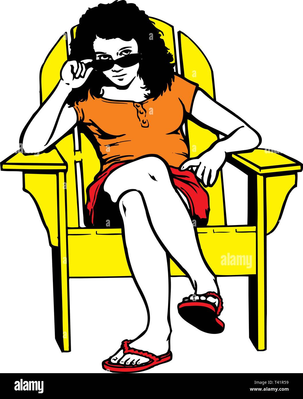 Woman in Lawn Chair Vector Illustration Stock Vector Image & Art Alamy