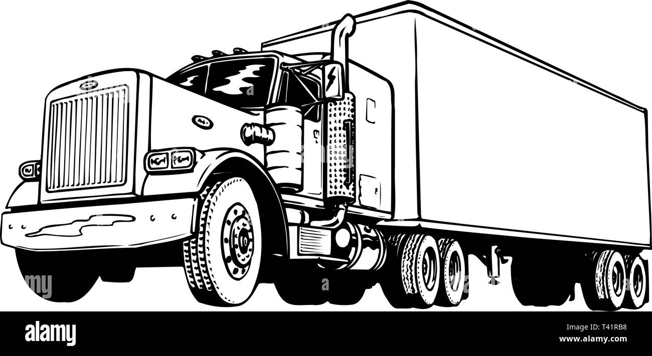 Tractor Trailer Vector Illustration Stock Vector Image &amp; Art - Alamy