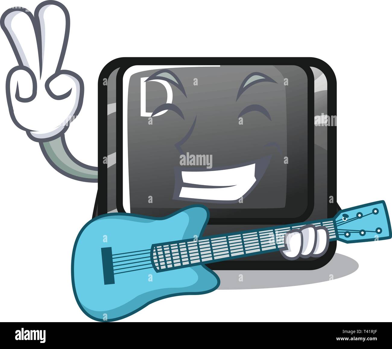 With guitar D button installed in game character Stock Vector