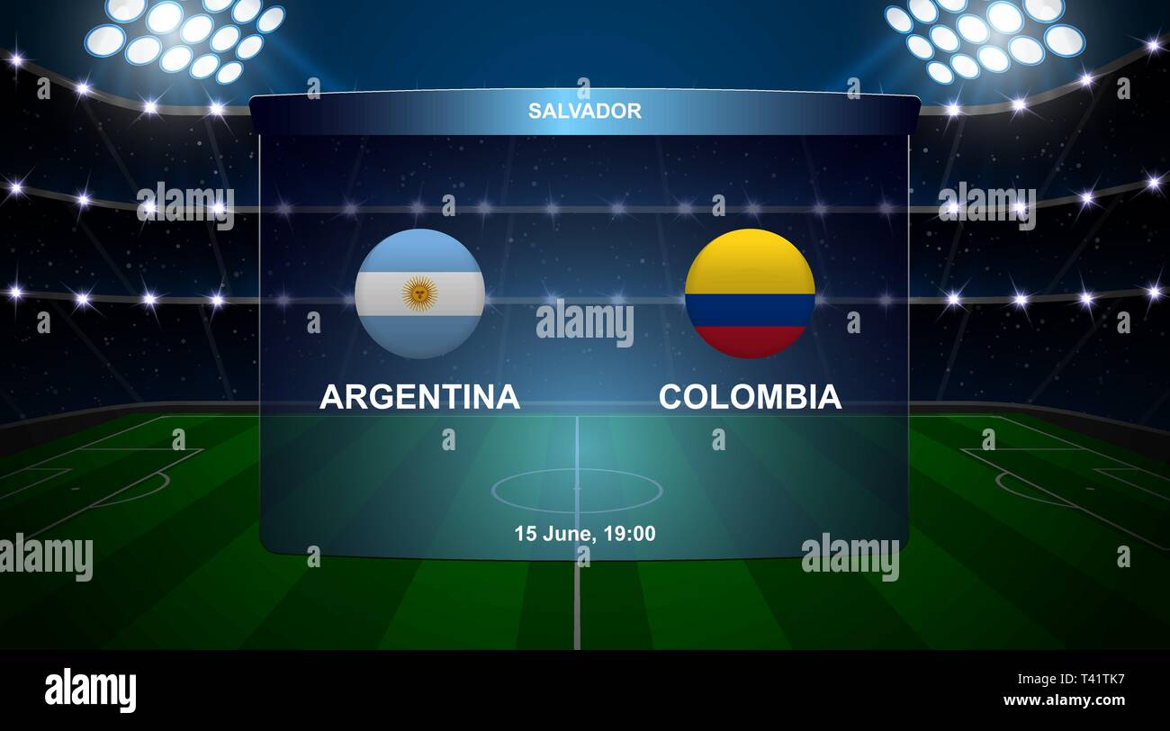 Argentina Vs Colombia Football Scoreboard Broadcast Graphic Soccer Template Stock Vector Image Art Alamy