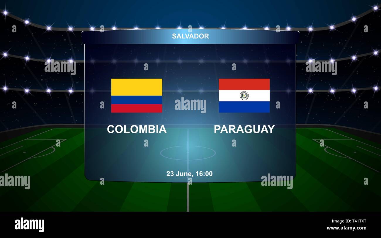Colombia vs Paraguay football scoreboard broadcast graphic soccer