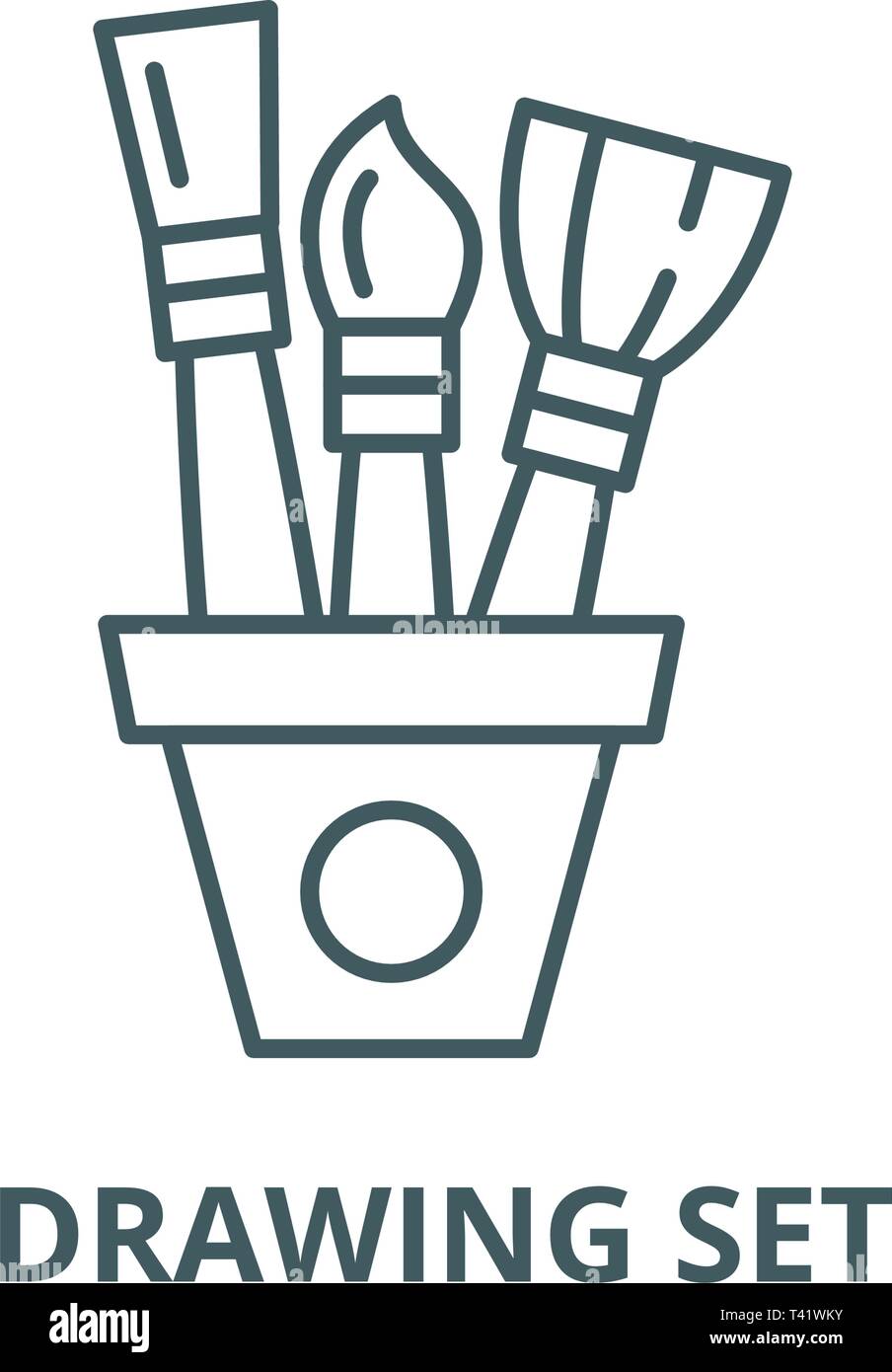 Drawing set line icon, vector. Drawing set outline sign, concept symbol ...