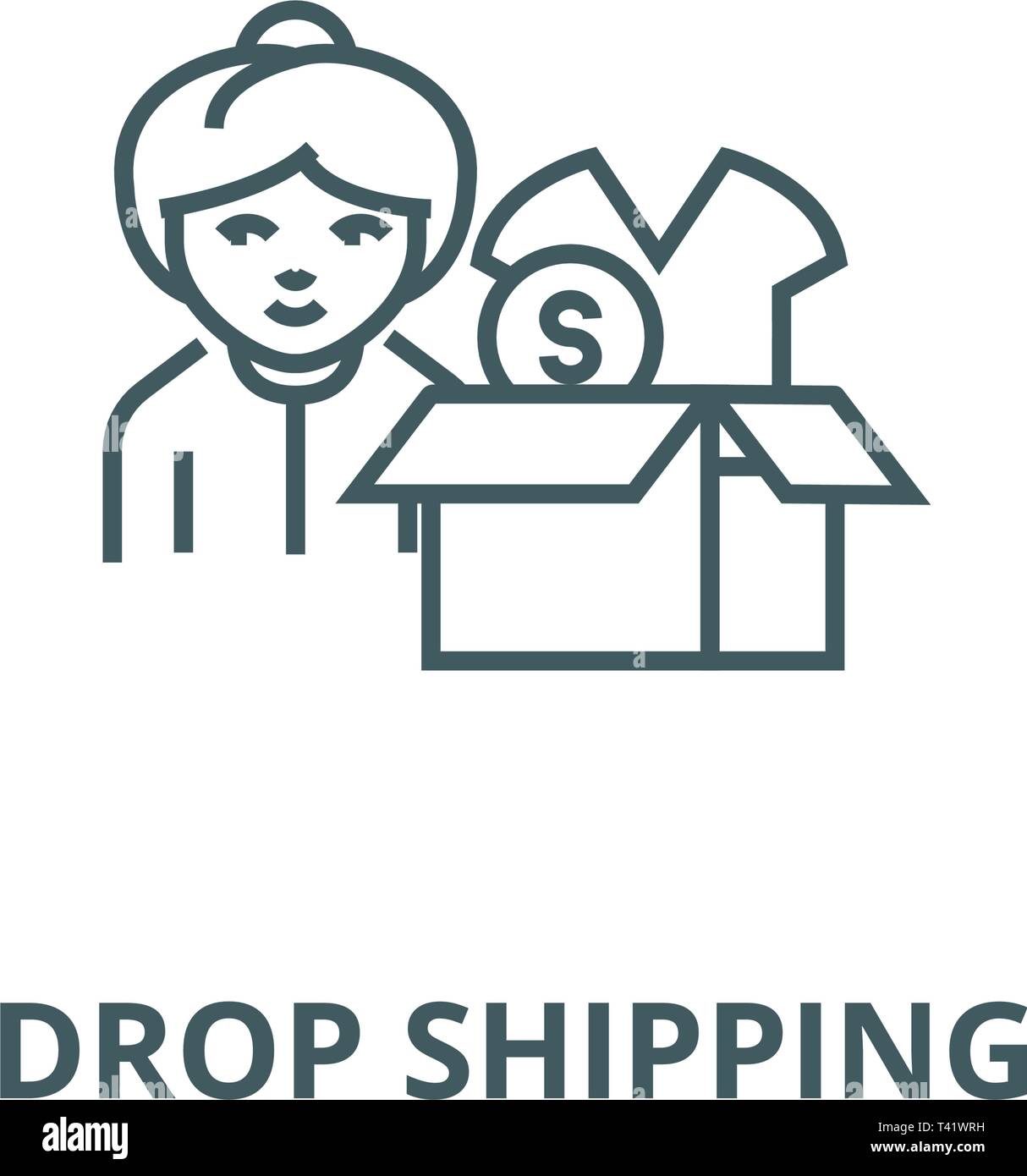 Drop shipping concept line icon, vector. Drop shipping concept outline ...