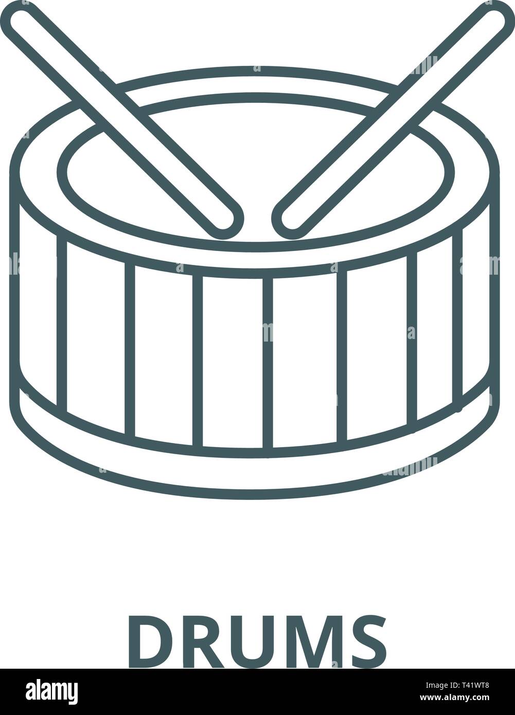 Drums line icon, vector. Drums outline sign, concept symbol, flat