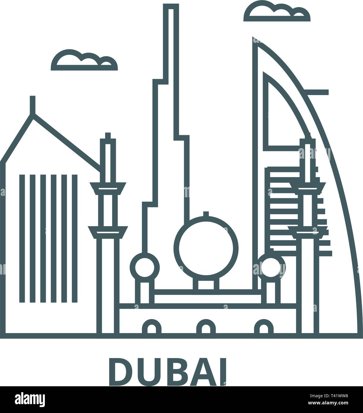 Dubai line icon, vector. Dubai outline sign, concept symbol, flat