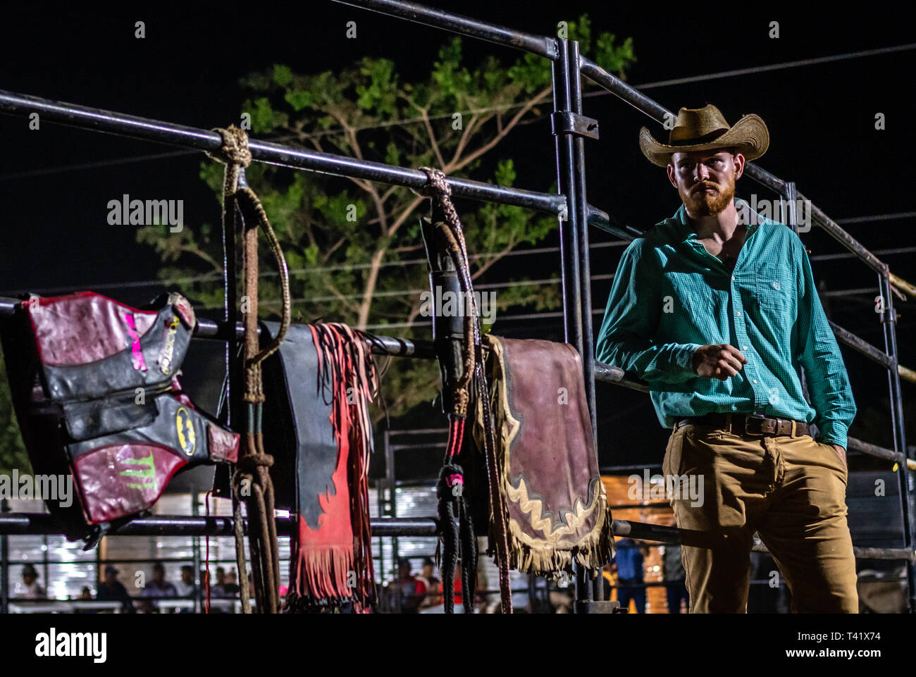 caucasian bull rider before rodeo in Guatemala Stock Photo - Alamy