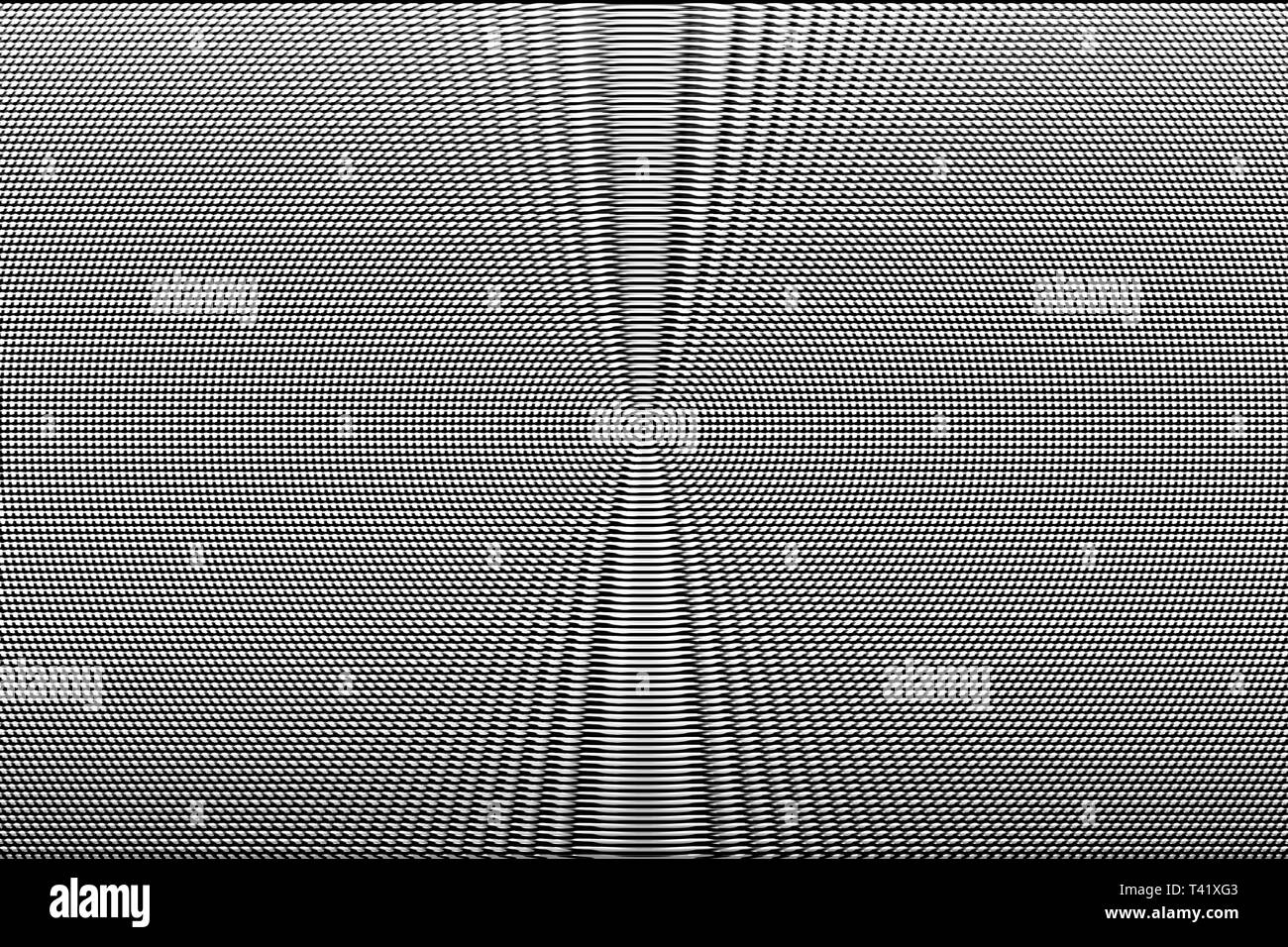 White and black hypnotic optical illusion abstract background. Monochrome glitch texture. Stock Photo