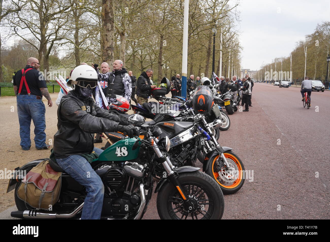 Thousands of bikers rode through London in support of Solider F who is facing prosecution for acts that took place in Northern Ireland in 1972.  The ride began at Hyde Park corner and travelled across Vauxhal Bridge along the embankment and to Parliament Square. Stock Photo