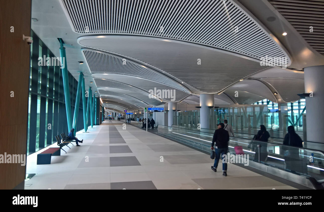 Interior view of the terminal at the new mega airport in Istanbul