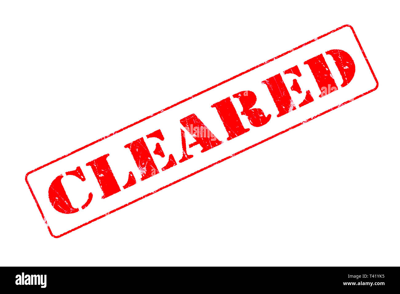 Rubber stamp concept showing a red stamp reading Cleared Stock Photo