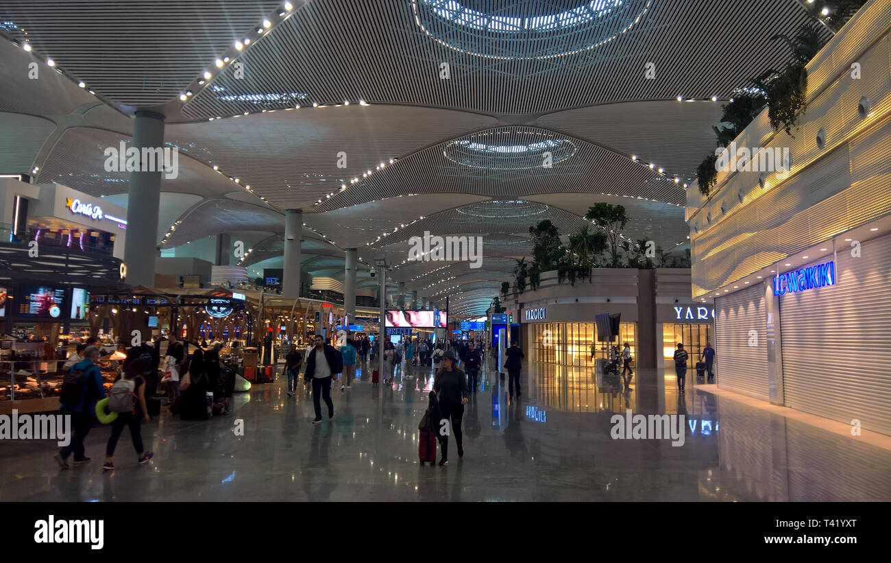 Interior view of the terminal at the new mega airport in Istanbul