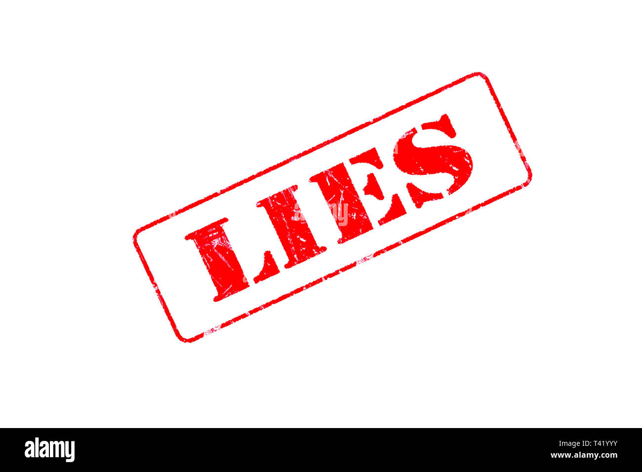 Rubber stamp concept showing a red stamp reading Lies Stock Photo - Alamy