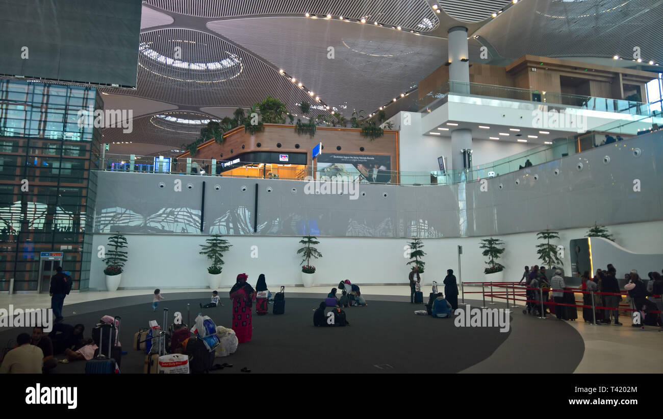 Interior view of the terminal at the new mega airport in Istanbul