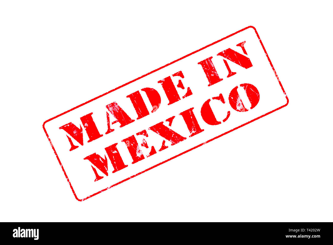 Rubber stamp concept showing a red stamp reading Made in Mexico Stock Photo